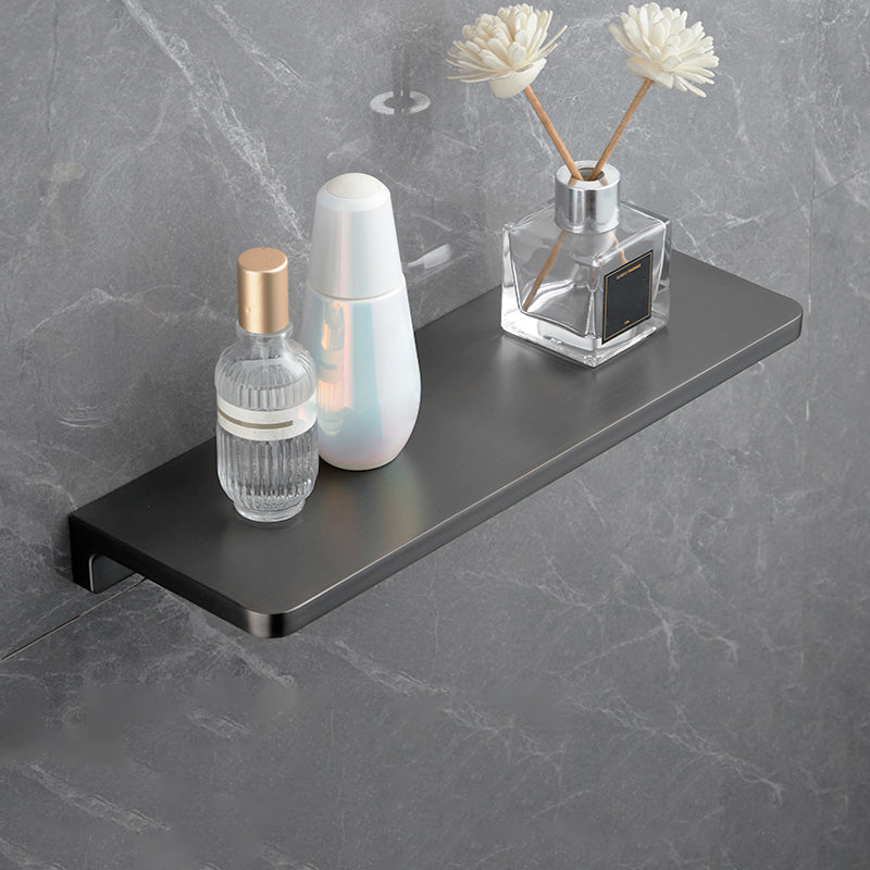 Grey Metal Modern Bathroom Accessory As Individual Or As a Set Square Bath Shelf (12"L) Clearhalo 'Bathroom Hardware Sets' 'Bathroom Hardware' 'Bathroom Remodel & Bathroom Fixtures' 'bathroom_hardware_sets' 'Home Improvement' 'home_improvement' 'home_improvement_bathroom_hardware_sets' 7117243