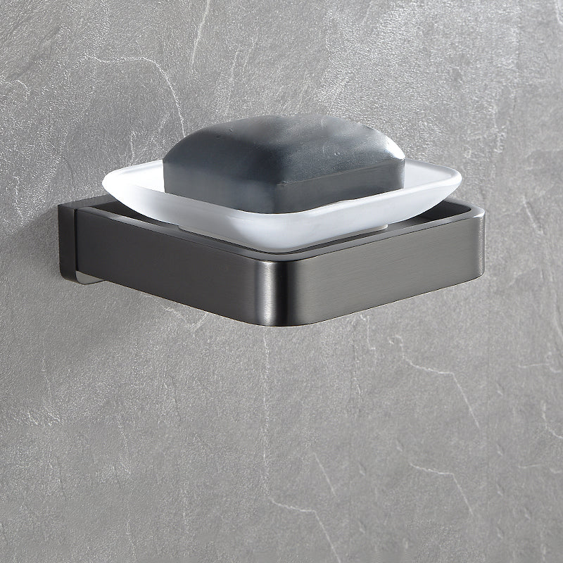 Grey Metal Modern Bathroom Accessory As Individual Or As a Set Soap Dish Clearhalo 'Bathroom Hardware Sets' 'Bathroom Hardware' 'Bathroom Remodel & Bathroom Fixtures' 'bathroom_hardware_sets' 'Home Improvement' 'home_improvement' 'home_improvement_bathroom_hardware_sets' 7117248
