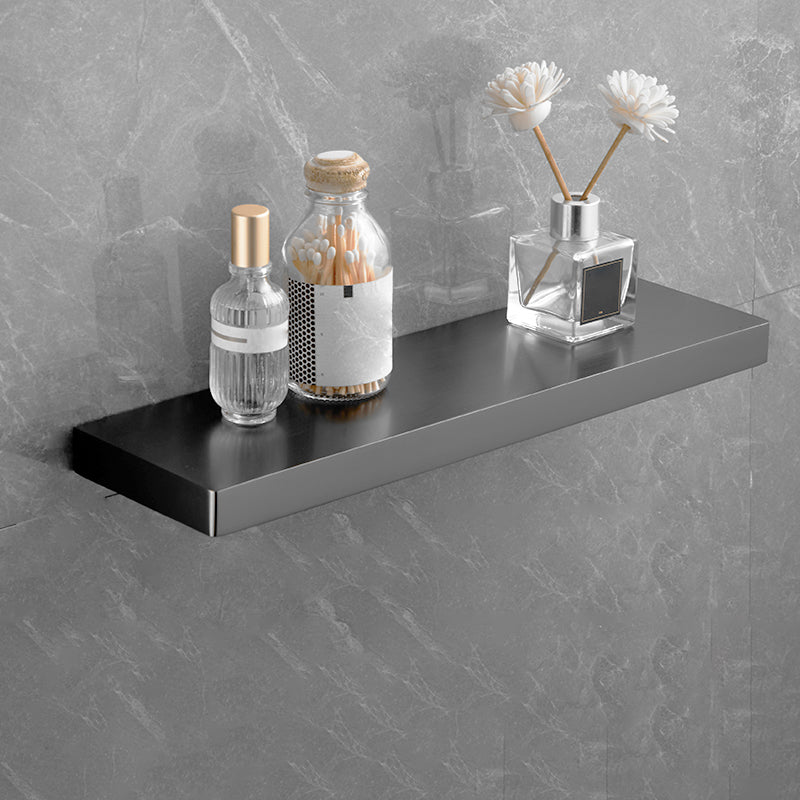 Grey Metal Modern Bathroom Accessory As Individual Or As a Set Square Bathroom Shelf (15-inch) Clearhalo 'Bathroom Hardware Sets' 'Bathroom Hardware' 'Bathroom Remodel & Bathroom Fixtures' 'bathroom_hardware_sets' 'Home Improvement' 'home_improvement' 'home_improvement_bathroom_hardware_sets' 7117250