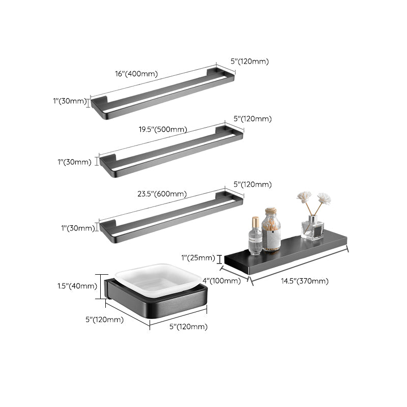 Grey Metal Modern Bathroom Accessory As Individual Or As a Set Clearhalo 'Bathroom Hardware Sets' 'Bathroom Hardware' 'Bathroom Remodel & Bathroom Fixtures' 'bathroom_hardware_sets' 'Home Improvement' 'home_improvement' 'home_improvement_bathroom_hardware_sets' 7117264