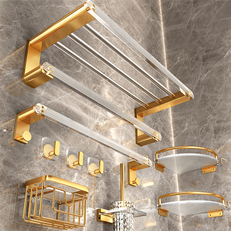 Modern Golden Bathroom Accessory As Individual Or As a Set with Bath Shelf Clearhalo 'Bathroom Hardware Sets' 'Bathroom Hardware' 'Bathroom Remodel & Bathroom Fixtures' 'bathroom_hardware_sets' 'Home Improvement' 'home_improvement' 'home_improvement_bathroom_hardware_sets' 7117312