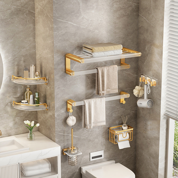 Modern Golden Bathroom Accessory As Individual Or As a Set with Bath Shelf 7-Piece Set Clearhalo 'Bathroom Hardware Sets' 'Bathroom Hardware' 'Bathroom Remodel & Bathroom Fixtures' 'bathroom_hardware_sets' 'Home Improvement' 'home_improvement' 'home_improvement_bathroom_hardware_sets' 7117320