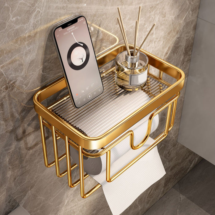 Modern Golden Bathroom Accessory As Individual Or As a Set with Bath Shelf Clearhalo 'Bathroom Hardware Sets' 'Bathroom Hardware' 'Bathroom Remodel & Bathroom Fixtures' 'bathroom_hardware_sets' 'Home Improvement' 'home_improvement' 'home_improvement_bathroom_hardware_sets' 7117329