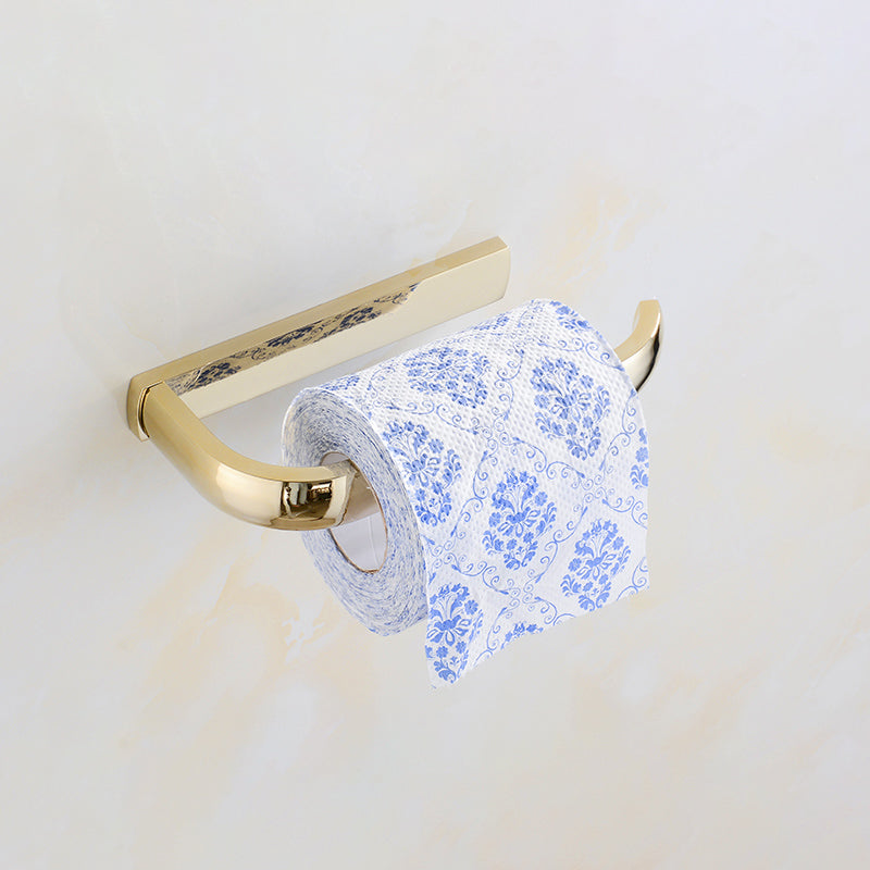 Chrome/Gold Bathroom Accessory Set Modern Metal Bathroom Hardware Set Gold Toilet Paper Holder Clearhalo 'Bathroom Hardware Sets' 'Bathroom Hardware' 'Bathroom Remodel & Bathroom Fixtures' 'bathroom_hardware_sets' 'Home Improvement' 'home_improvement' 'home_improvement_bathroom_hardware_sets' 7118032