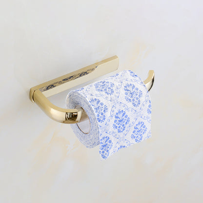 Chrome/Gold Bathroom Accessory Set Modern Metal Bathroom Hardware Set Gold Toilet Paper Holder Clearhalo 'Bathroom Hardware Sets' 'Bathroom Hardware' 'Bathroom Remodel & Bathroom Fixtures' 'bathroom_hardware_sets' 'Home Improvement' 'home_improvement' 'home_improvement_bathroom_hardware_sets' 7118032