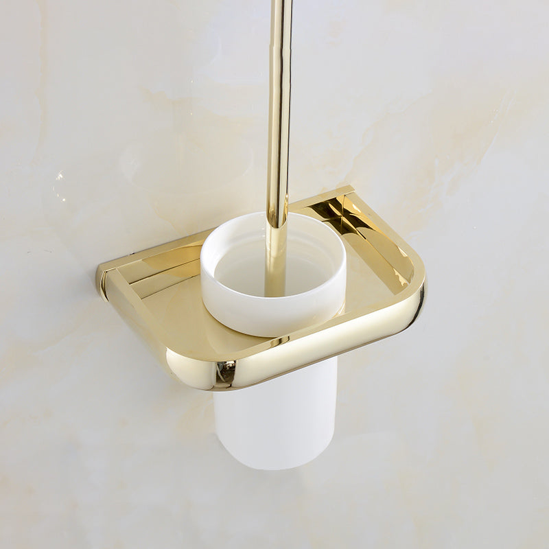 Chrome/Gold Bathroom Accessory Set Modern Metal Bathroom Hardware Set Gold Toilet Brush Clearhalo 'Bathroom Hardware Sets' 'Bathroom Hardware' 'Bathroom Remodel & Bathroom Fixtures' 'bathroom_hardware_sets' 'Home Improvement' 'home_improvement' 'home_improvement_bathroom_hardware_sets' 7118039