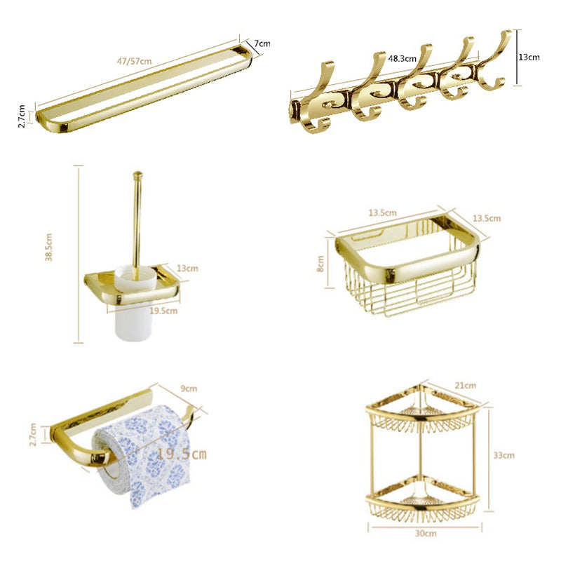 Chrome/Gold Bathroom Accessory Set Modern Metal Bathroom Hardware Set Clearhalo 'Bathroom Hardware Sets' 'Bathroom Hardware' 'Bathroom Remodel & Bathroom Fixtures' 'bathroom_hardware_sets' 'Home Improvement' 'home_improvement' 'home_improvement_bathroom_hardware_sets' 7118047