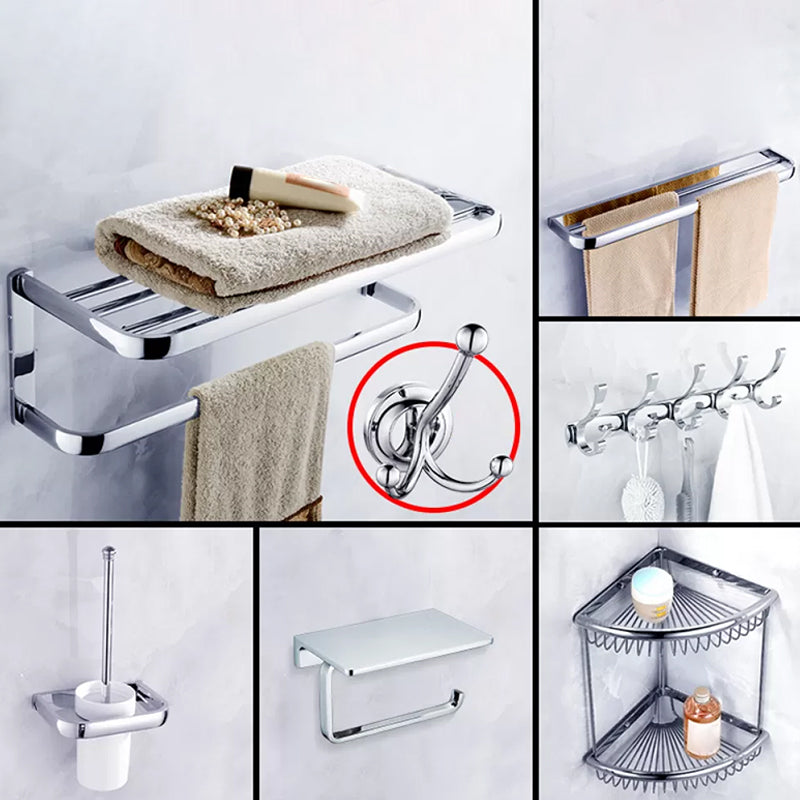 Chrome/Gold Bathroom Accessory Set Modern Metal Bathroom Hardware Set Chrome 7-Piece Set (Toilet Paper Holder) Clearhalo 'Bathroom Hardware Sets' 'Bathroom Hardware' 'Bathroom Remodel & Bathroom Fixtures' 'bathroom_hardware_sets' 'Home Improvement' 'home_improvement' 'home_improvement_bathroom_hardware_sets' 7118059
