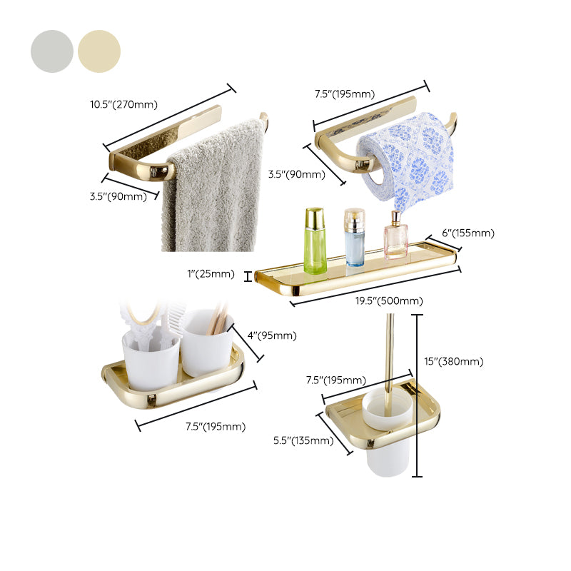 Chrome/Gold Bathroom Accessory Set Modern Metal Bathroom Hardware Set Clearhalo 'Bathroom Hardware Sets' 'Bathroom Hardware' 'Bathroom Remodel & Bathroom Fixtures' 'bathroom_hardware_sets' 'Home Improvement' 'home_improvement' 'home_improvement_bathroom_hardware_sets' 7118061