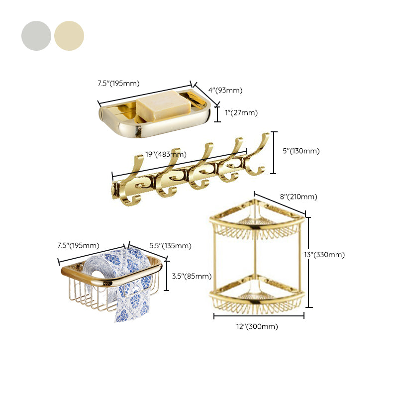 Chrome/Gold Bathroom Accessory Set Modern Metal Bathroom Hardware Set Clearhalo 'Bathroom Hardware Sets' 'Bathroom Hardware' 'Bathroom Remodel & Bathroom Fixtures' 'bathroom_hardware_sets' 'Home Improvement' 'home_improvement' 'home_improvement_bathroom_hardware_sets' 7118062
