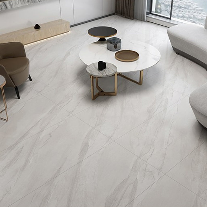 Gray Tone Floor Tile Straight Edge Polished Marbling Singular Tile White-Gray 52 Pieces Clearhalo 'Floor Tiles & Wall Tiles' 'floor_tiles_wall_tiles' 'Flooring 'Home Improvement' 'home_improvement' 'home_improvement_floor_tiles_wall_tiles' Walls and Ceiling' 7119498