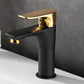 Black-Gold Vessel Sink Faucet Lever Handle Low Arc Vessel Faucet Wide Handle Clearhalo 'Bathroom Remodel & Bathroom Fixtures' 'Bathroom Sink Faucets' 'Bathroom Sinks & Faucet Components' 'bathroom_sink_faucets' 'Home Improvement' 'home_improvement' 'home_improvement_bathroom_sink_faucets' 7119644