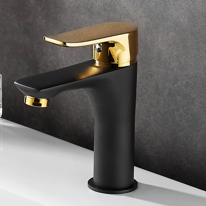 Black-Gold Vessel Sink Faucet Lever Handle Low Arc Vessel Faucet Wide Handle Clearhalo 'Bathroom Remodel & Bathroom Fixtures' 'Bathroom Sink Faucets' 'Bathroom Sinks & Faucet Components' 'bathroom_sink_faucets' 'Home Improvement' 'home_improvement' 'home_improvement_bathroom_sink_faucets' 7119644