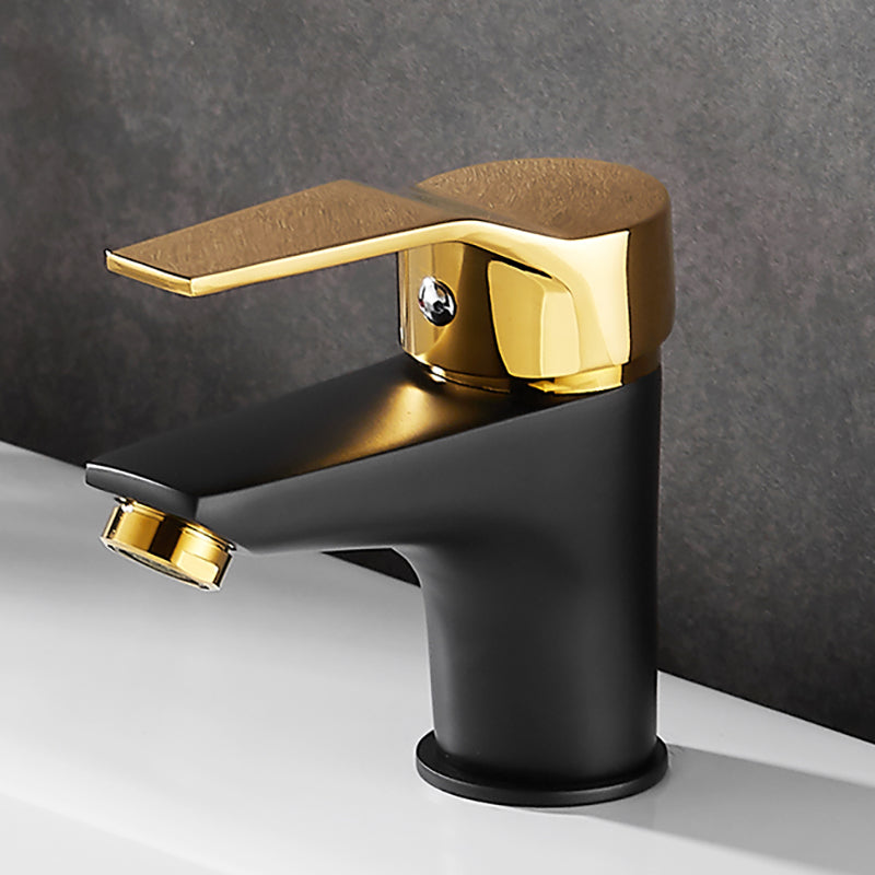 Black-Gold Vessel Sink Faucet Lever Handle Low Arc Vessel Faucet Square Handle Clearhalo 'Bathroom Remodel & Bathroom Fixtures' 'Bathroom Sink Faucets' 'Bathroom Sinks & Faucet Components' 'bathroom_sink_faucets' 'Home Improvement' 'home_improvement' 'home_improvement_bathroom_sink_faucets' 7119645