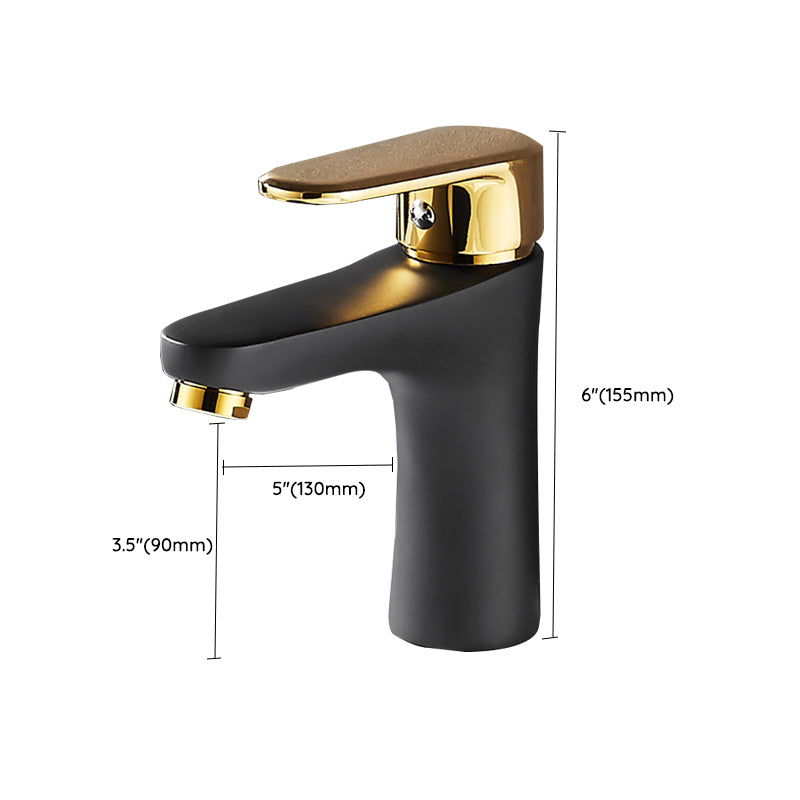 Black-Gold Vessel Sink Faucet Lever Handle Low Arc Vessel Faucet Clearhalo 'Bathroom Remodel & Bathroom Fixtures' 'Bathroom Sink Faucets' 'Bathroom Sinks & Faucet Components' 'bathroom_sink_faucets' 'Home Improvement' 'home_improvement' 'home_improvement_bathroom_sink_faucets' 7119656
