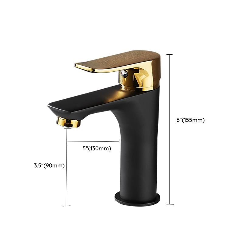 Black-Gold Vessel Sink Faucet Lever Handle Low Arc Vessel Faucet Clearhalo 'Bathroom Remodel & Bathroom Fixtures' 'Bathroom Sink Faucets' 'Bathroom Sinks & Faucet Components' 'bathroom_sink_faucets' 'Home Improvement' 'home_improvement' 'home_improvement_bathroom_sink_faucets' 7119657