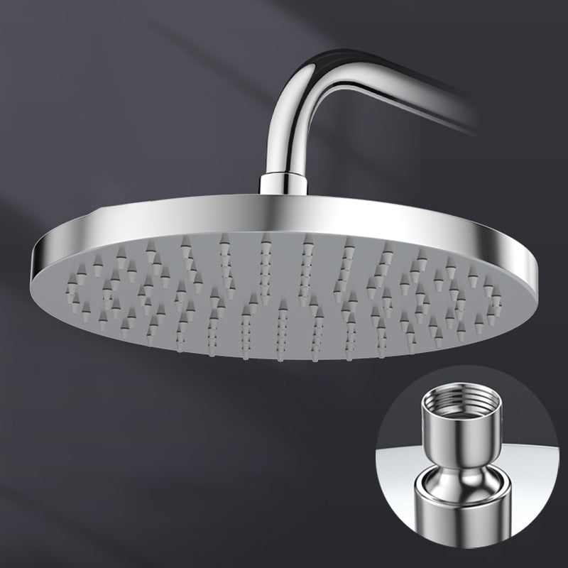 Metal Shower Combo Contemporary Fixed Shower Head with Round and Rectangular Shape 8"L x 8"W Round Silver Clearhalo 'Bathroom Remodel & Bathroom Fixtures' 'Home Improvement' 'home_improvement' 'home_improvement_shower_heads' 'Shower Heads' 'shower_heads' 'Showers & Bathtubs Plumbing' 'Showers & Bathtubs' 7119661