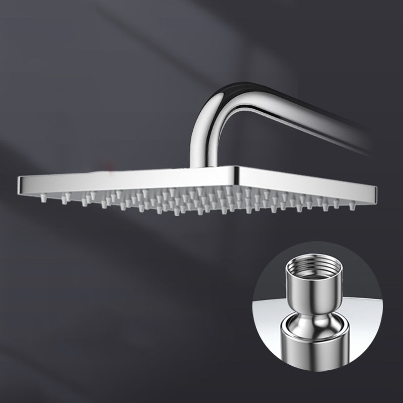 Metal Shower Combo Contemporary Fixed Shower Head with Round and Rectangular Shape 8"L x 8"W Square Silver Clearhalo 'Bathroom Remodel & Bathroom Fixtures' 'Home Improvement' 'home_improvement' 'home_improvement_shower_heads' 'Shower Heads' 'shower_heads' 'Showers & Bathtubs Plumbing' 'Showers & Bathtubs' 7119665