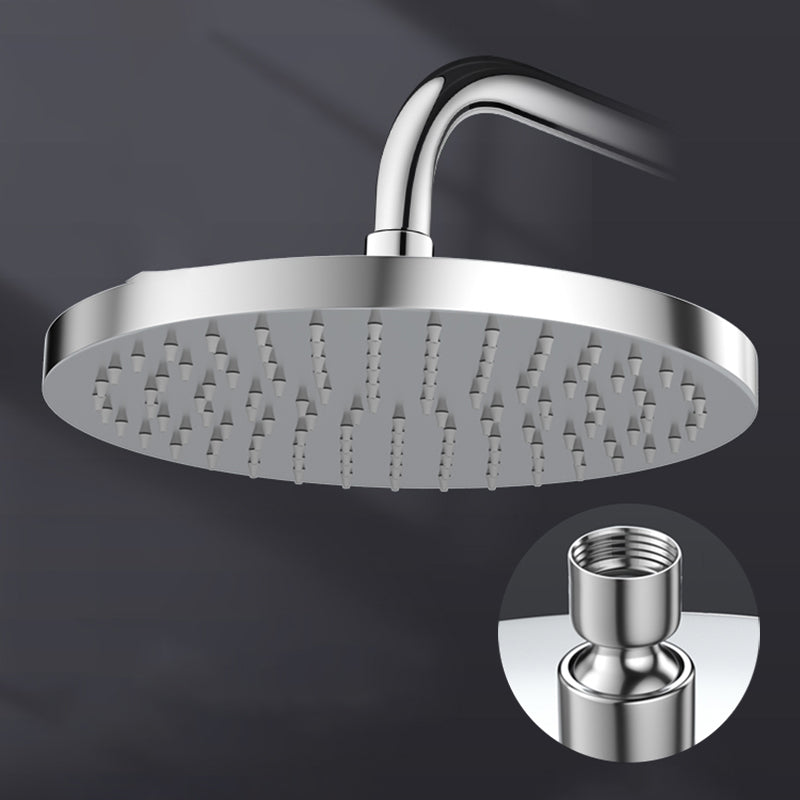 Metal Shower Combo Contemporary Fixed Shower Head with Round and Rectangular Shape 10"L x 10"W Round Silver Clearhalo 'Bathroom Remodel & Bathroom Fixtures' 'Home Improvement' 'home_improvement' 'home_improvement_shower_heads' 'Shower Heads' 'shower_heads' 'Showers & Bathtubs Plumbing' 'Showers & Bathtubs' 7119668