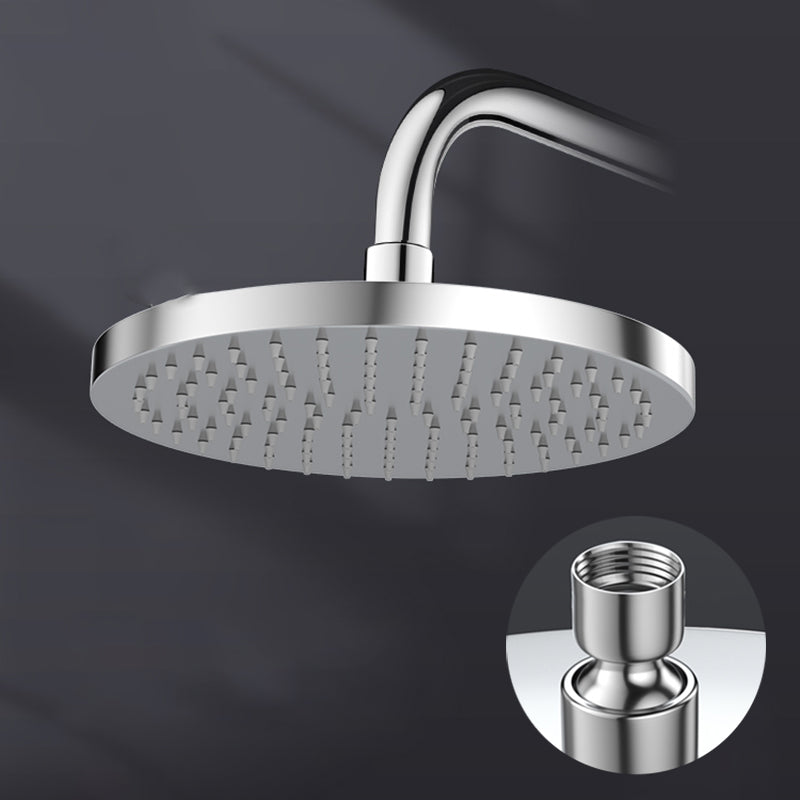 Metal Shower Combo Contemporary Fixed Shower Head with Round and Rectangular Shape 6"L x 6"W Round Silver Clearhalo 'Bathroom Remodel & Bathroom Fixtures' 'Home Improvement' 'home_improvement' 'home_improvement_shower_heads' 'Shower Heads' 'shower_heads' 'Showers & Bathtubs Plumbing' 'Showers & Bathtubs' 7119674