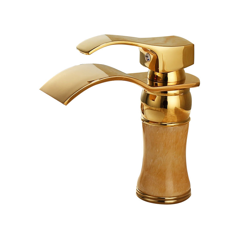 Deck Mounted Copper Roman Tub Faucet Low Arc Roman Tub Faucet Set with Jade Clearhalo 'Bathroom Remodel & Bathroom Fixtures' 'Bathroom Sink Faucets' 'Bathroom Sinks & Faucet Components' 'bathroom_sink_faucets' 'Home Improvement' 'home_improvement' 'home_improvement_bathroom_sink_faucets' 7119711