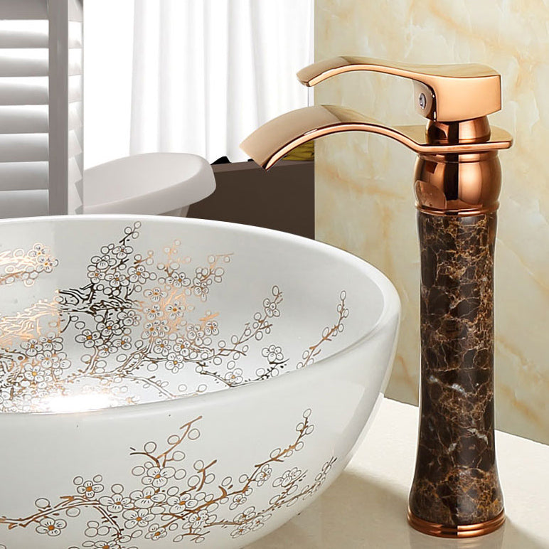 Deck Mounted Copper Roman Tub Faucet Low Arc Roman Tub Faucet Set with Jade Clearhalo 'Bathroom Remodel & Bathroom Fixtures' 'Bathroom Sink Faucets' 'Bathroom Sinks & Faucet Components' 'bathroom_sink_faucets' 'Home Improvement' 'home_improvement' 'home_improvement_bathroom_sink_faucets' 7119714