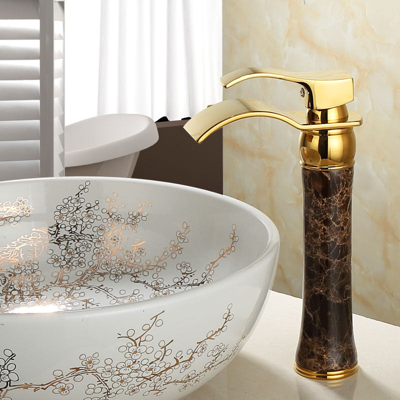 Deck Mounted Copper Roman Tub Faucet Low Arc Roman Tub Faucet Set with Jade Brown-Black 11.4" Clearhalo 'Bathroom Remodel & Bathroom Fixtures' 'Bathroom Sink Faucets' 'Bathroom Sinks & Faucet Components' 'bathroom_sink_faucets' 'Home Improvement' 'home_improvement' 'home_improvement_bathroom_sink_faucets' 7119716