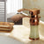 Deck Mounted Copper Roman Tub Faucet Low Arc Roman Tub Faucet Set with Jade Red-Green 6.3" Clearhalo 'Bathroom Remodel & Bathroom Fixtures' 'Bathroom Sink Faucets' 'Bathroom Sinks & Faucet Components' 'bathroom_sink_faucets' 'Home Improvement' 'home_improvement' 'home_improvement_bathroom_sink_faucets' 7119719