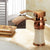 Deck Mounted Copper Roman Tub Faucet Low Arc Roman Tub Faucet Set with Jade White-Red 6.3" Clearhalo 'Bathroom Remodel & Bathroom Fixtures' 'Bathroom Sink Faucets' 'Bathroom Sinks & Faucet Components' 'bathroom_sink_faucets' 'Home Improvement' 'home_improvement' 'home_improvement_bathroom_sink_faucets' 7119722