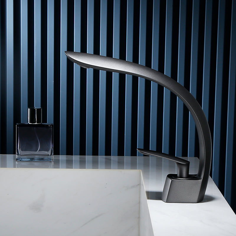 Deck Mounted Copper Tub Faucet Low Arc Leaf Shape Tub Faucet Set Grey Clearhalo 'Bathroom Remodel & Bathroom Fixtures' 'Bathroom Sink Faucets' 'Bathroom Sinks & Faucet Components' 'bathroom_sink_faucets' 'Home Improvement' 'home_improvement' 'home_improvement_bathroom_sink_faucets' 7119756