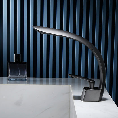 Deck Mounted Copper Tub Faucet Low Arc Leaf Shape Tub Faucet Set Grey Clearhalo 'Bathroom Remodel & Bathroom Fixtures' 'Bathroom Sink Faucets' 'Bathroom Sinks & Faucet Components' 'bathroom_sink_faucets' 'Home Improvement' 'home_improvement' 'home_improvement_bathroom_sink_faucets' 7119756