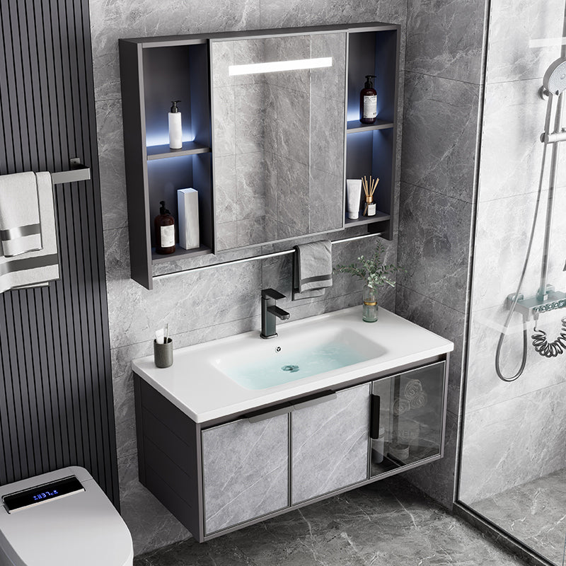Metal Bathroom Sink Vanity Wall-Mounted Bathroom Vanity with Sink Included Clearhalo 'Bathroom Remodel & Bathroom Fixtures' 'Bathroom Vanities' 'bathroom_vanities' 'Home Improvement' 'home_improvement' 'home_improvement_bathroom_vanities' 7119818