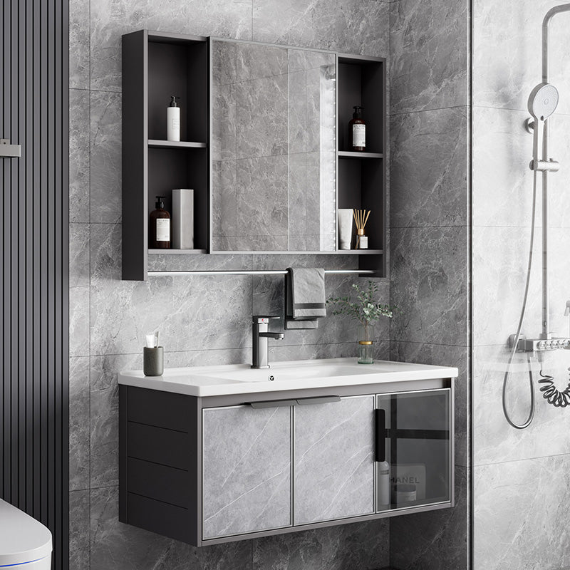 Metal Bathroom Sink Vanity Wall-Mounted Bathroom Vanity with Sink Included Clearhalo 'Bathroom Remodel & Bathroom Fixtures' 'Bathroom Vanities' 'bathroom_vanities' 'Home Improvement' 'home_improvement' 'home_improvement_bathroom_vanities' 7119821