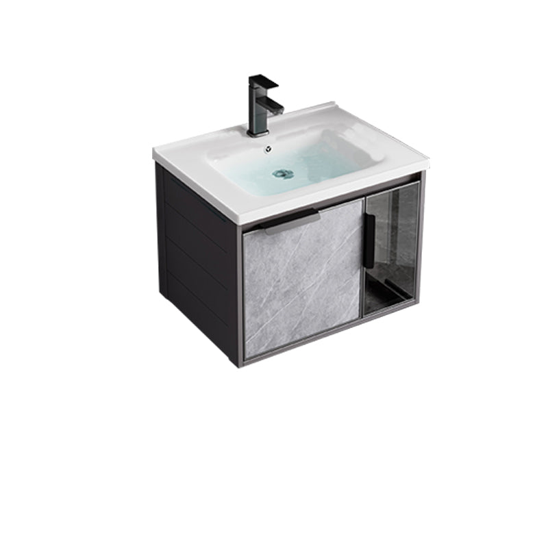 Metal Bathroom Sink Vanity Wall-Mounted Bathroom Vanity with Sink Included Vanity & Faucet 24"L x 16"W x 16.5"H Ceramic Clearhalo 'Bathroom Remodel & Bathroom Fixtures' 'Bathroom Vanities' 'bathroom_vanities' 'Home Improvement' 'home_improvement' 'home_improvement_bathroom_vanities' 7119829