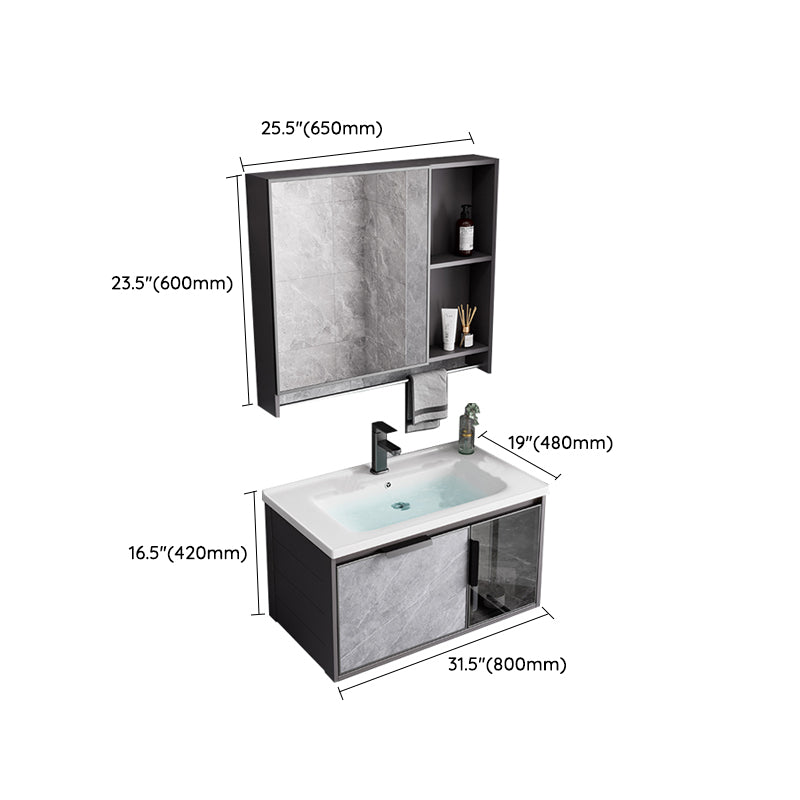 Metal Bathroom Sink Vanity Wall-Mounted Bathroom Vanity with Sink Included Clearhalo 'Bathroom Remodel & Bathroom Fixtures' 'Bathroom Vanities' 'bathroom_vanities' 'Home Improvement' 'home_improvement' 'home_improvement_bathroom_vanities' 7119857