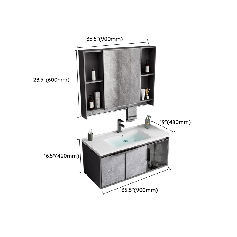 Metal Bathroom Sink Vanity Wall-Mounted Bathroom Vanity with Sink Included Clearhalo 'Bathroom Remodel & Bathroom Fixtures' 'Bathroom Vanities' 'bathroom_vanities' 'Home Improvement' 'home_improvement' 'home_improvement_bathroom_vanities' 7119858