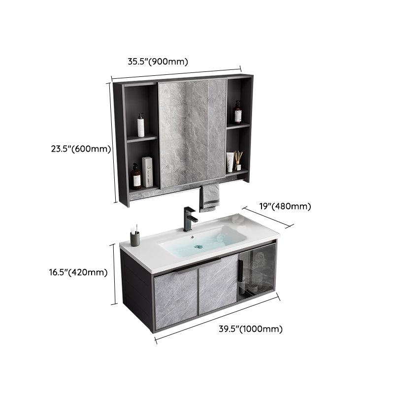 Metal Bathroom Sink Vanity Wall-Mounted Bathroom Vanity with Sink Included Clearhalo 'Bathroom Remodel & Bathroom Fixtures' 'Bathroom Vanities' 'bathroom_vanities' 'Home Improvement' 'home_improvement' 'home_improvement_bathroom_vanities' 7119860
