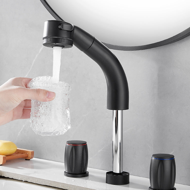 Deck Mounted Metal Tub Filler Double Handles Tub Faucet Trim with Hose Clearhalo 'Bathroom Remodel & Bathroom Fixtures' 'Bathroom Sink Faucets' 'Bathroom Sinks & Faucet Components' 'bathroom_sink_faucets' 'Home Improvement' 'home_improvement' 'home_improvement_bathroom_sink_faucets' 7119862