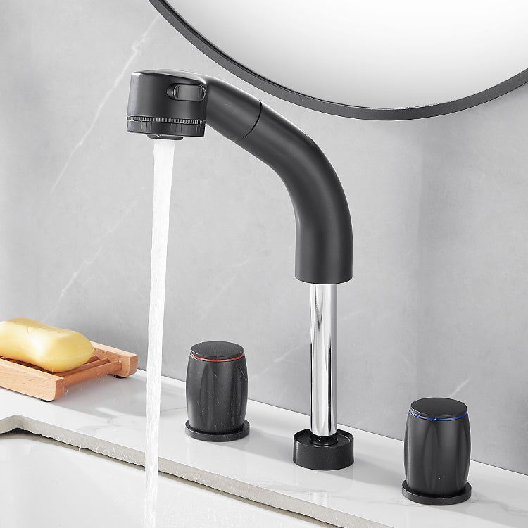 Deck Mounted Metal Tub Filler Double Handles Tub Faucet Trim with Hose Clearhalo 'Bathroom Remodel & Bathroom Fixtures' 'Bathroom Sink Faucets' 'Bathroom Sinks & Faucet Components' 'bathroom_sink_faucets' 'Home Improvement' 'home_improvement' 'home_improvement_bathroom_sink_faucets' 7119866