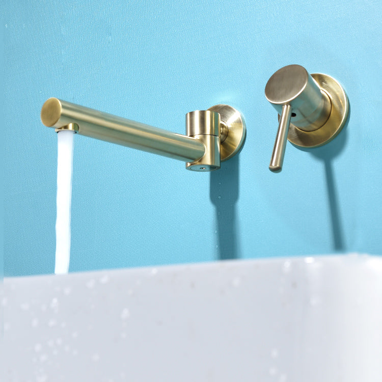 Wall Mounted Metal Tub Filler Low Arc Bathtub Spout Tub Faucet Trim Clearhalo 'Bathroom Remodel & Bathroom Fixtures' 'Bathroom Sink Faucets' 'Bathroom Sinks & Faucet Components' 'bathroom_sink_faucets' 'Home Improvement' 'home_improvement' 'home_improvement_bathroom_sink_faucets' 7119876
