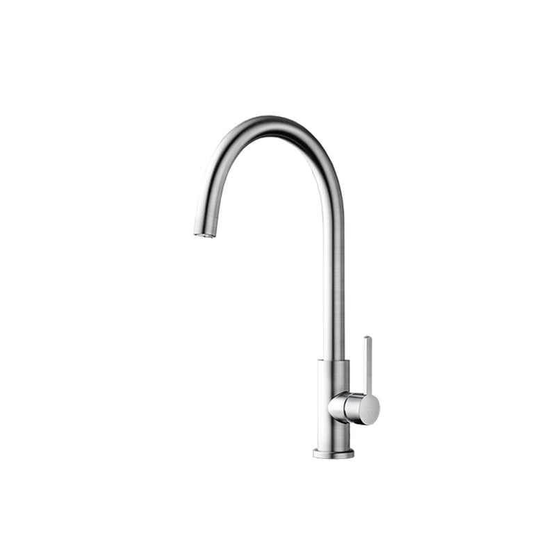 Classic Kitchen Faucet Stainless Steel High Arch Swivel Spout Standard Kitchen Faucets Common Without Angle Valve Clearhalo 'Home Improvement' 'home_improvement' 'home_improvement_kitchen_faucets' 'Kitchen Faucets' 'Kitchen Remodel & Kitchen Fixtures' 'Kitchen Sinks & Faucet Components' 'kitchen_faucets' 7119891