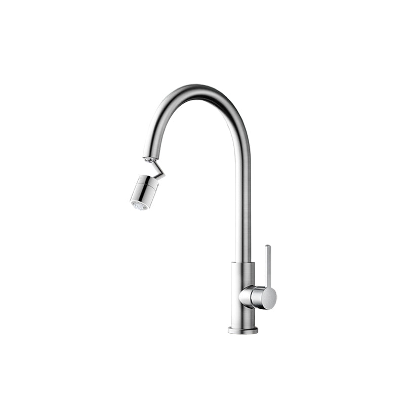 Classic Kitchen Faucet Stainless Steel High Arch Swivel Spout Standard Kitchen Faucets Universal Clearhalo 'Home Improvement' 'home_improvement' 'home_improvement_kitchen_faucets' 'Kitchen Faucets' 'Kitchen Remodel & Kitchen Fixtures' 'Kitchen Sinks & Faucet Components' 'kitchen_faucets' 7119892