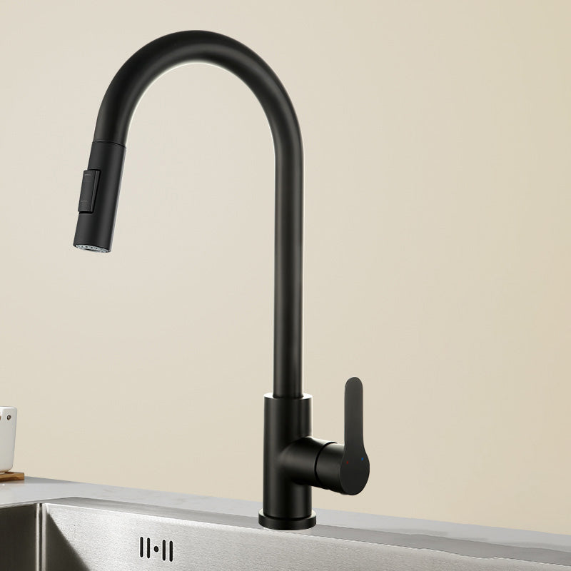 Swivel Spout Kitchen Faucet Touch Sensor 304 Stainless Steel with Pull Down Sprayer Black Pull Out Faucet No Sensor Clearhalo 'Home Improvement' 'home_improvement' 'home_improvement_kitchen_faucets' 'Kitchen Faucets' 'Kitchen Remodel & Kitchen Fixtures' 'Kitchen Sinks & Faucet Components' 'kitchen_faucets' 7119903