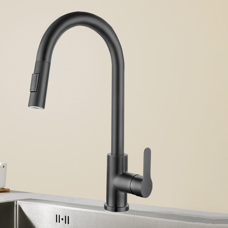 Swivel Spout Kitchen Faucet Touch Sensor 304 Stainless Steel with Pull Down Sprayer Grey Pull Out Faucet No Sensor Clearhalo 'Home Improvement' 'home_improvement' 'home_improvement_kitchen_faucets' 'Kitchen Faucets' 'Kitchen Remodel & Kitchen Fixtures' 'Kitchen Sinks & Faucet Components' 'kitchen_faucets' 7119904