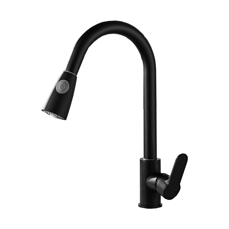 Single Handle Kitchen Sink Faucet High Arch Swivel Spout Standard Kitchen Faucets Black Pulling Wide Faucet Clearhalo 'Home Improvement' 'home_improvement' 'home_improvement_kitchen_faucets' 'Kitchen Faucets' 'Kitchen Remodel & Kitchen Fixtures' 'Kitchen Sinks & Faucet Components' 'kitchen_faucets' 7119926