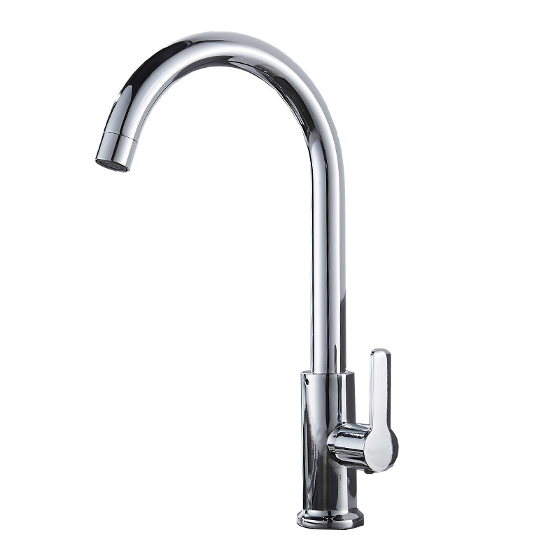 Single Handle Kitchen Sink Faucet High Arch Swivel Spout Standard Kitchen Faucets Silver Elbow Outlet Wide Faucet Clearhalo 'Home Improvement' 'home_improvement' 'home_improvement_kitchen_faucets' 'Kitchen Faucets' 'Kitchen Remodel & Kitchen Fixtures' 'Kitchen Sinks & Faucet Components' 'kitchen_faucets' 7119929
