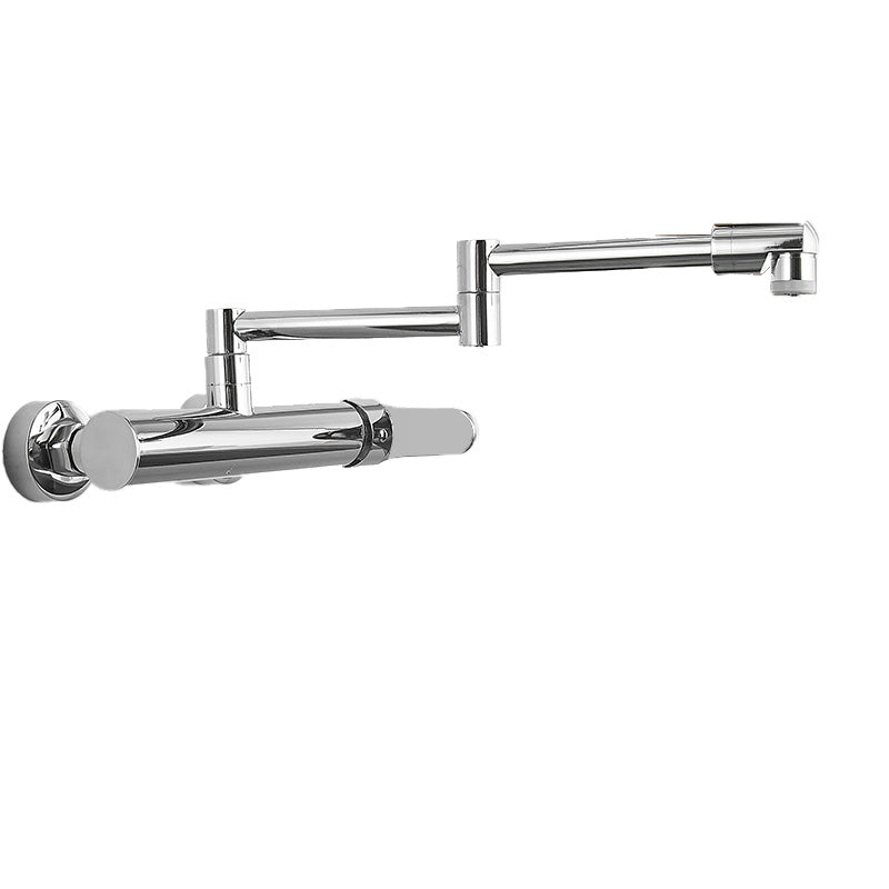 Kitchen Faucet Single Handle Lever Modern Wall Mounted Pot Filler Silver Side Handles Dual-mode Water Outlet Clearhalo 'Home Improvement' 'home_improvement' 'home_improvement_kitchen_faucets' 'Kitchen Faucets' 'Kitchen Remodel & Kitchen Fixtures' 'Kitchen Sinks & Faucet Components' 'kitchen_faucets' 7119949