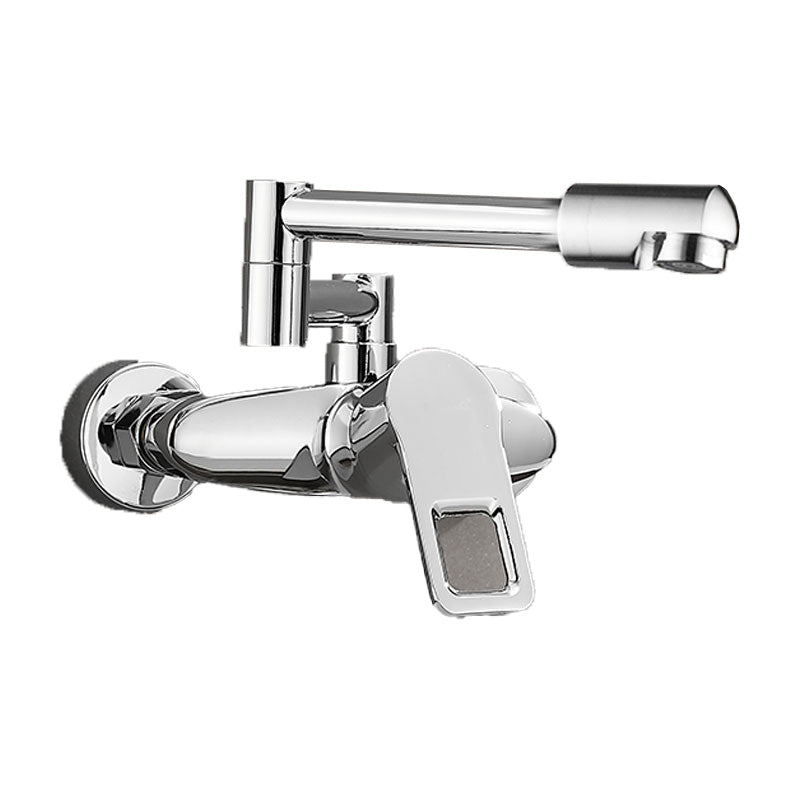 Kitchen Faucet Single Handle Lever Modern Wall Mounted Pot Filler Silver Right Handle Single-mode Water Outlet Clearhalo 'Home Improvement' 'home_improvement' 'home_improvement_kitchen_faucets' 'Kitchen Faucets' 'Kitchen Remodel & Kitchen Fixtures' 'Kitchen Sinks & Faucet Components' 'kitchen_faucets' 7119955