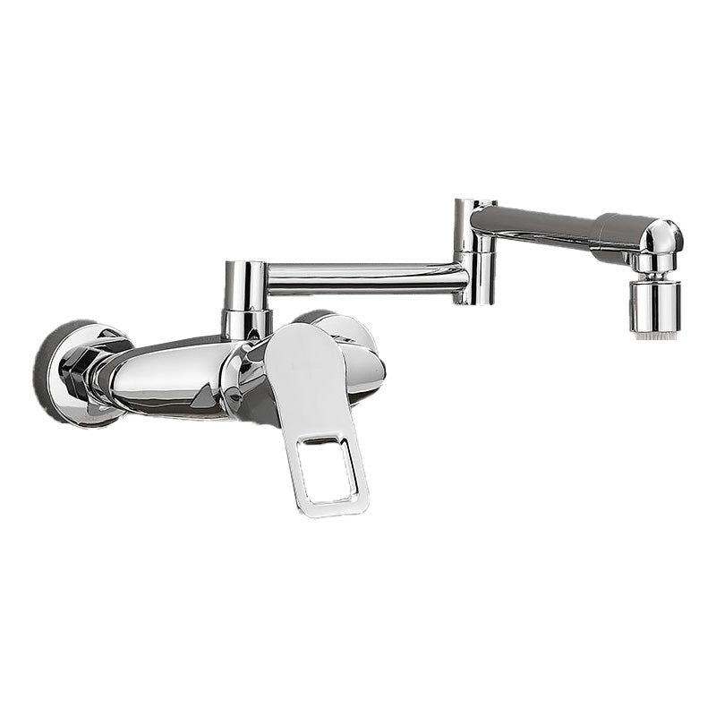 Kitchen Faucet Single Handle Lever Modern Wall Mounted Pot Filler Silver Right Handle Dual-mode Water Outlet Clearhalo 'Home Improvement' 'home_improvement' 'home_improvement_kitchen_faucets' 'Kitchen Faucets' 'Kitchen Remodel & Kitchen Fixtures' 'Kitchen Sinks & Faucet Components' 'kitchen_faucets' 7119957