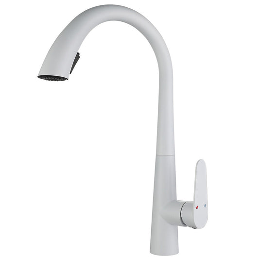 Contemporary High-Arc Kitchen Faucet Swivel Spout with Pull Down Sprayer Clearhalo 'Home Improvement' 'home_improvement' 'home_improvement_kitchen_faucets' 'Kitchen Faucets' 'Kitchen Remodel & Kitchen Fixtures' 'Kitchen Sinks & Faucet Components' 'kitchen_faucets' 7120000
